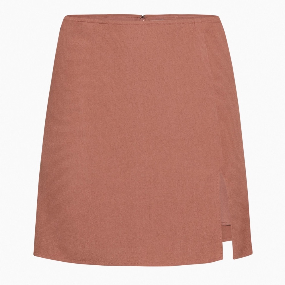 Aritzia Sunday Best Tatiana Skirt- Chocolate Sorbet Crepe Slit Mini Skirt